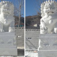 汉白玉石狮子雕塑