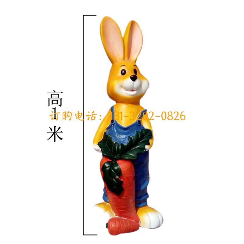 玻璃钢抱白菜兔子雕塑