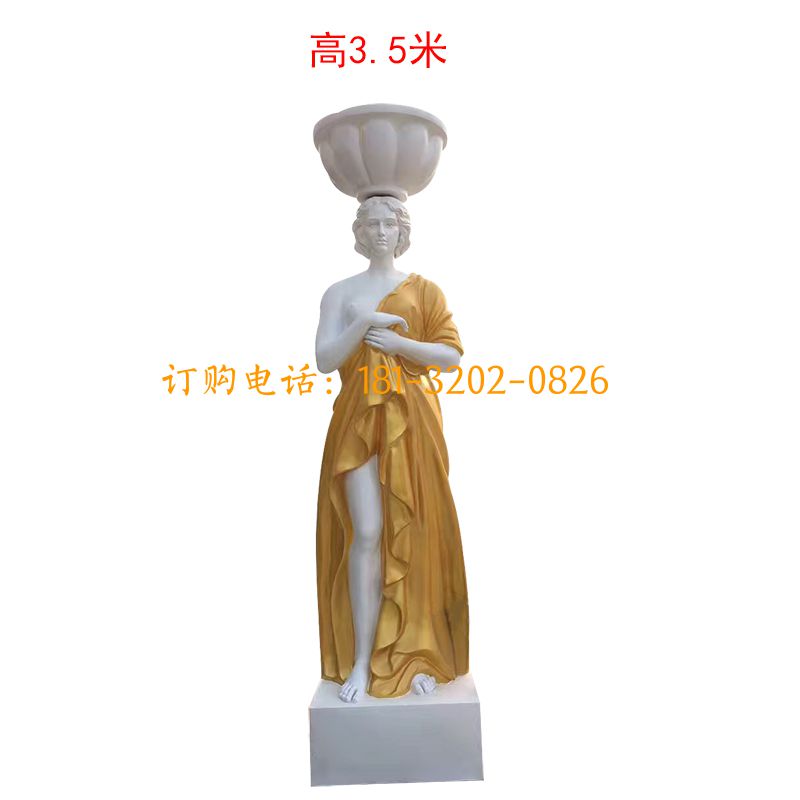 玻璃钢头顶盆西方人物雕塑