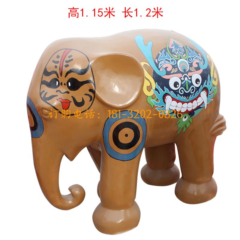 玻璃钢彩绘大象雕塑
