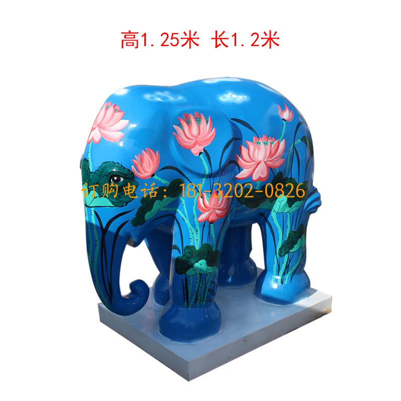 玻璃钢彩绘大象雕塑