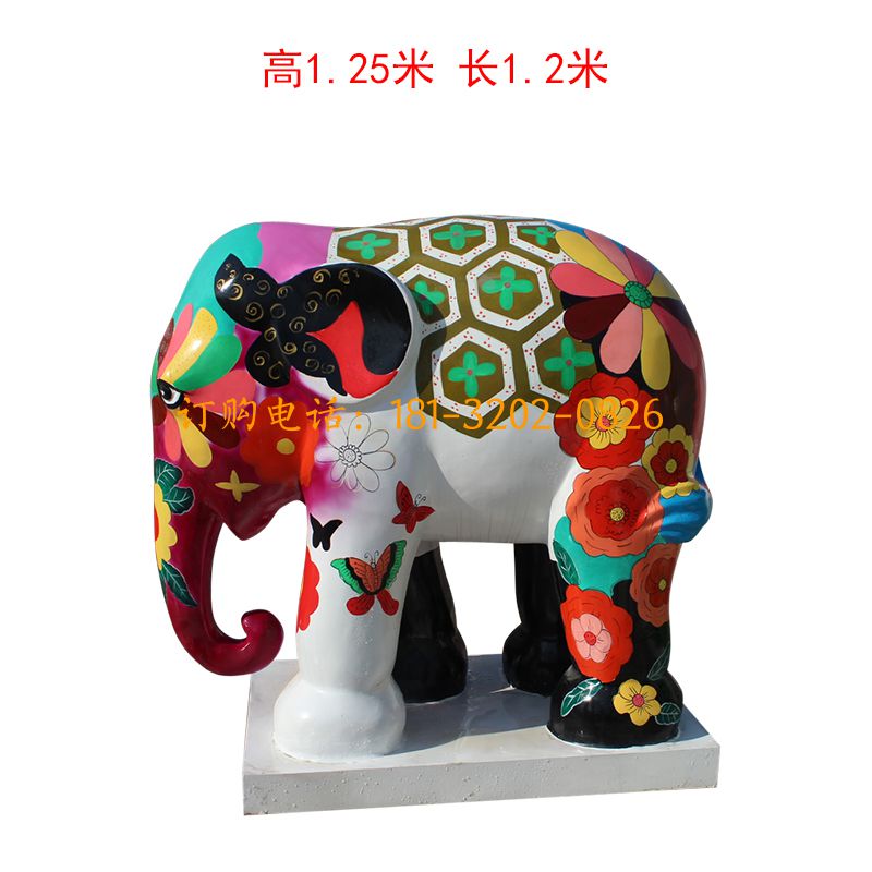 玻璃钢彩绘大象雕塑