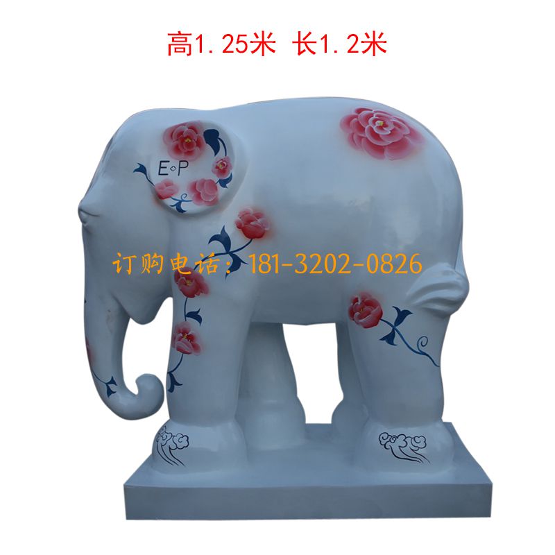 玻璃钢彩绘大象雕塑