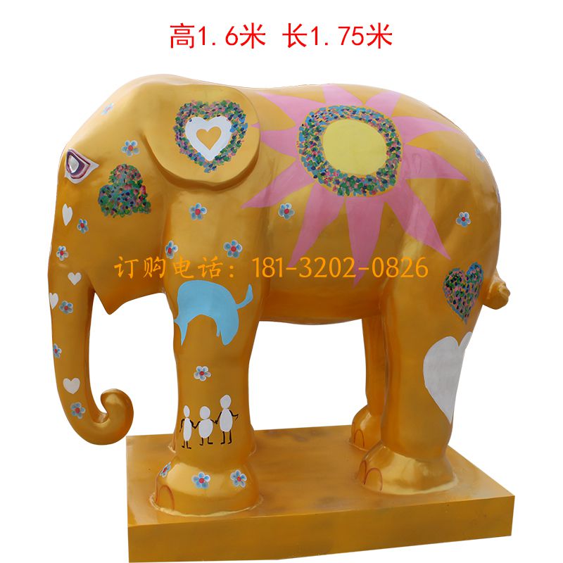 玻璃钢彩绘大象雕塑