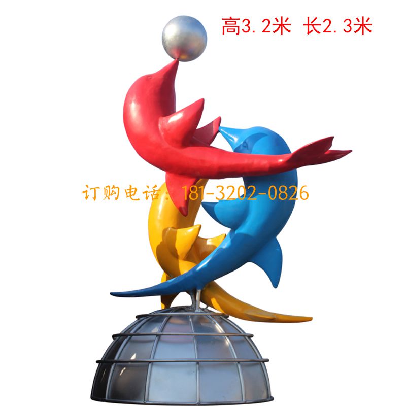 玻璃钢仿真海豚雕塑