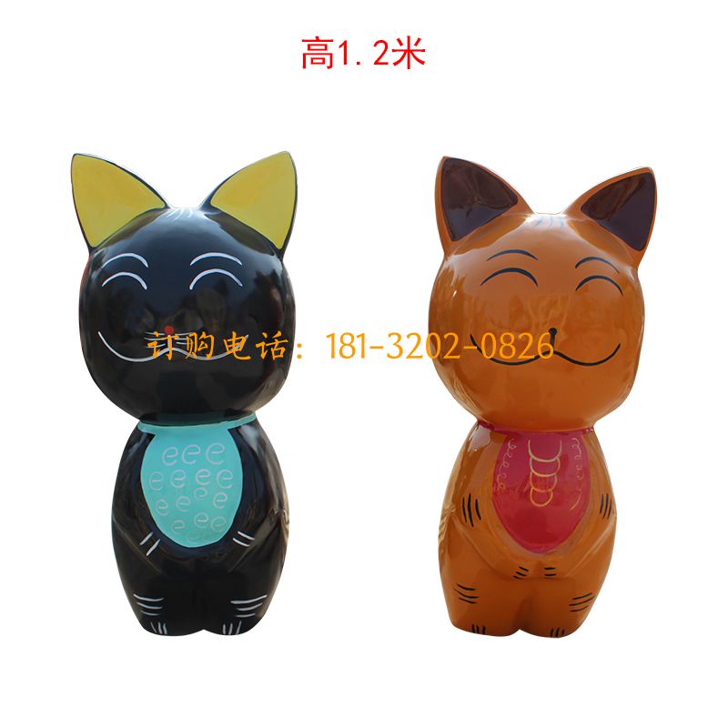 玻璃钢卡通猫雕塑-猫呀咪呀