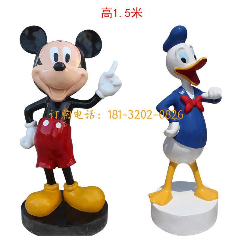 玻璃钢米老鼠与唐老鸭雕塑