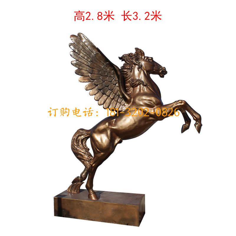 玻璃钢仿铜飞天立桩马雕塑