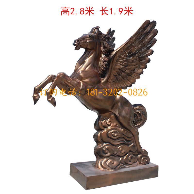 玻璃钢仿铜飞天立桩马雕塑