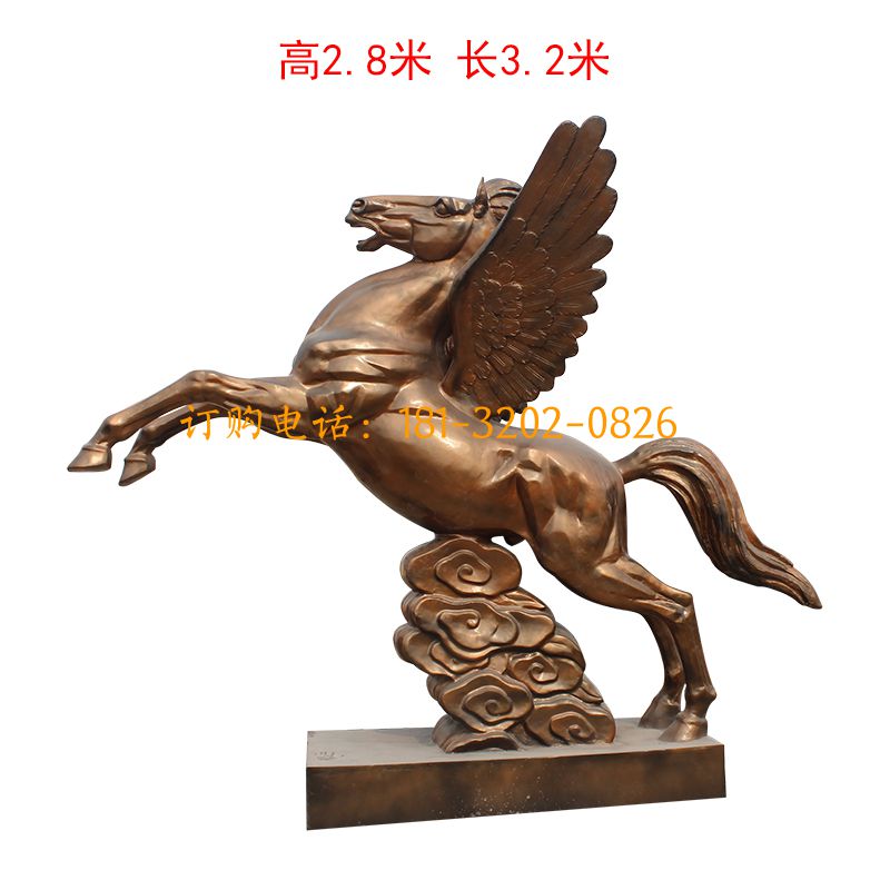 玻璃钢仿铜飞天立桩马雕塑