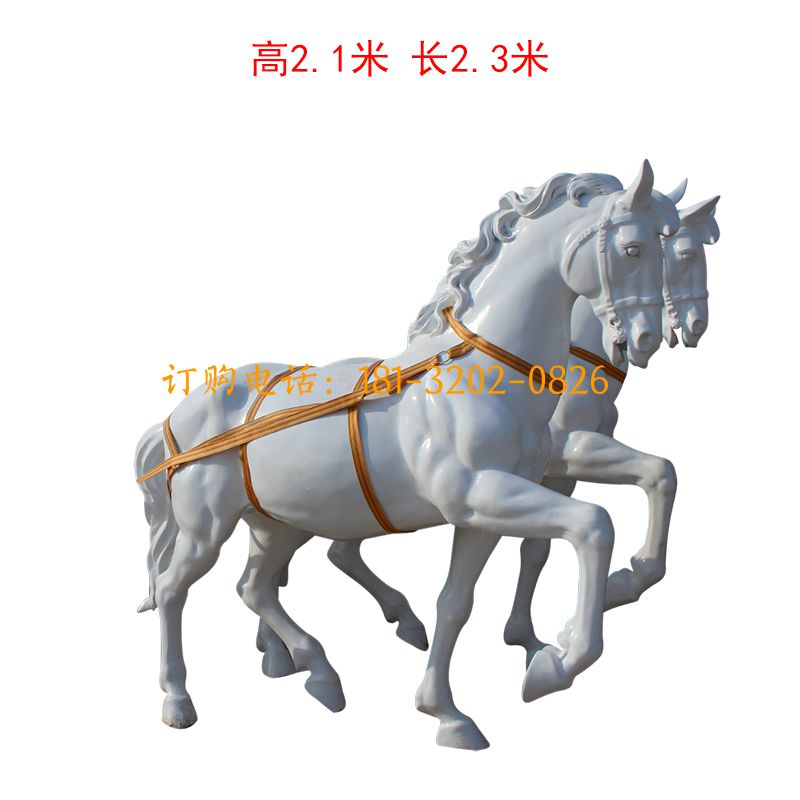 玻璃钢拉车马雕塑
