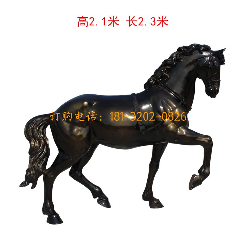 玻璃钢拉车马雕塑
