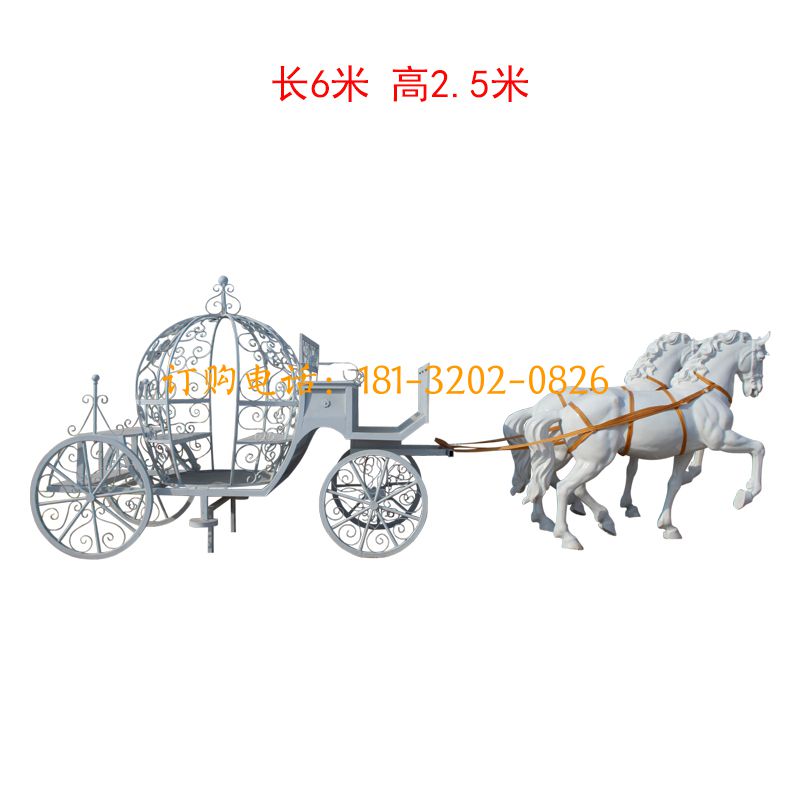 玻璃钢拉车马雕塑