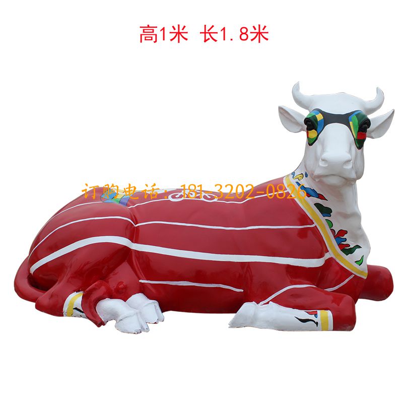 玻璃钢彩绘牛雕塑
