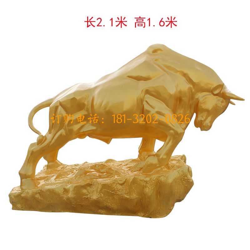 玻璃钢金色开荒牛雕塑