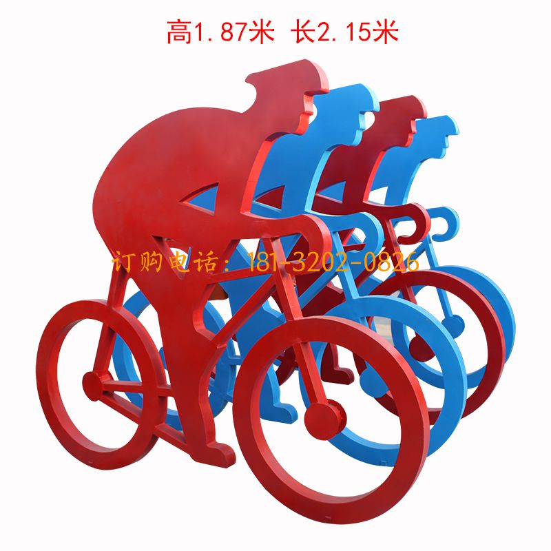 玻璃钢抽象骑车人物雕塑