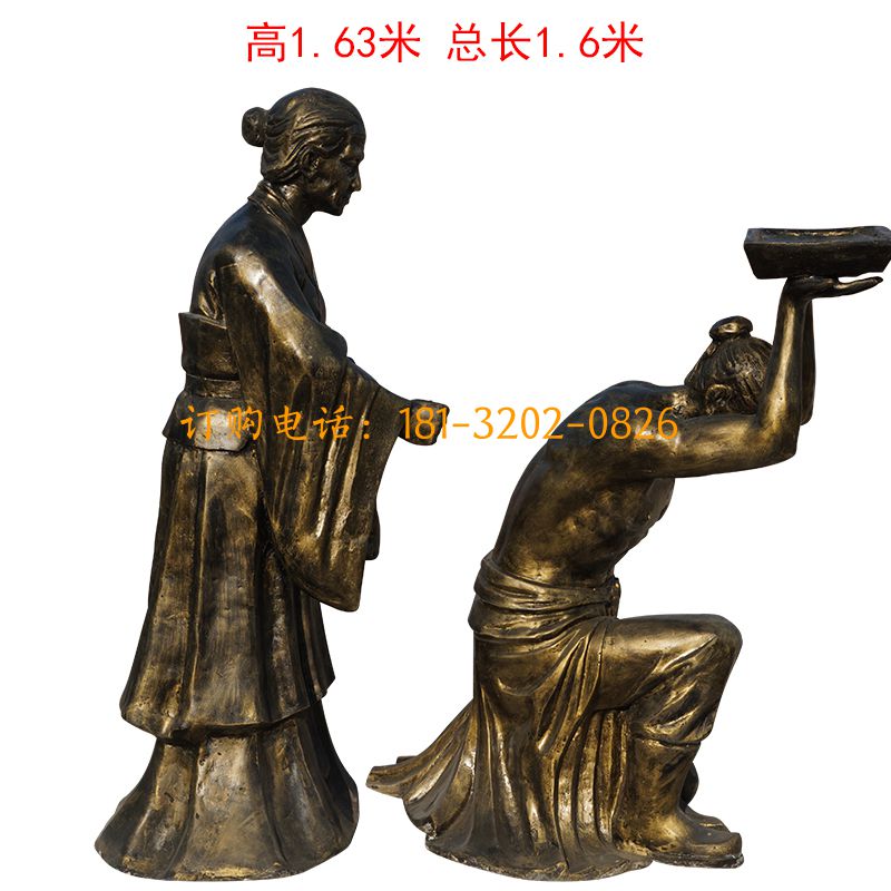 玻璃钢成语典故仿铜人物雕塑-岳母刺字