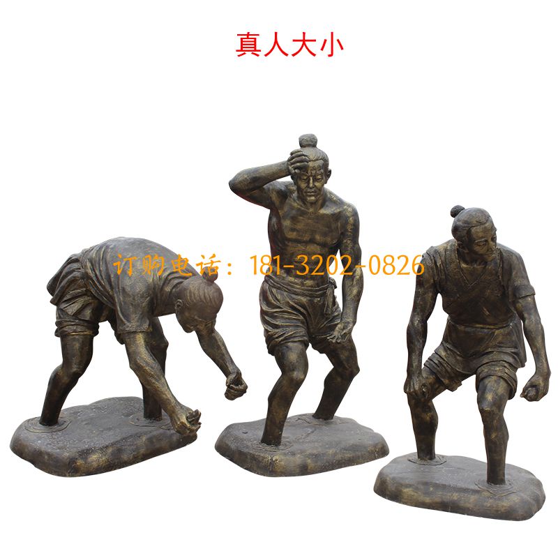 玻璃钢农耕仿铜人物雕塑-农耕插秧