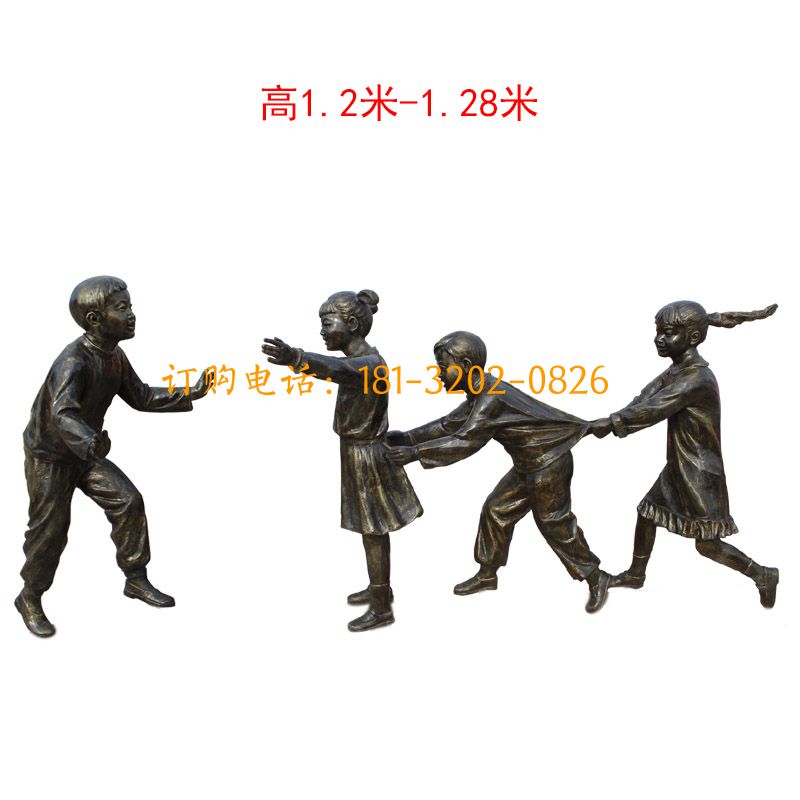 玻璃钢仿铜儿童雕塑-老鹰捉小鸡人物