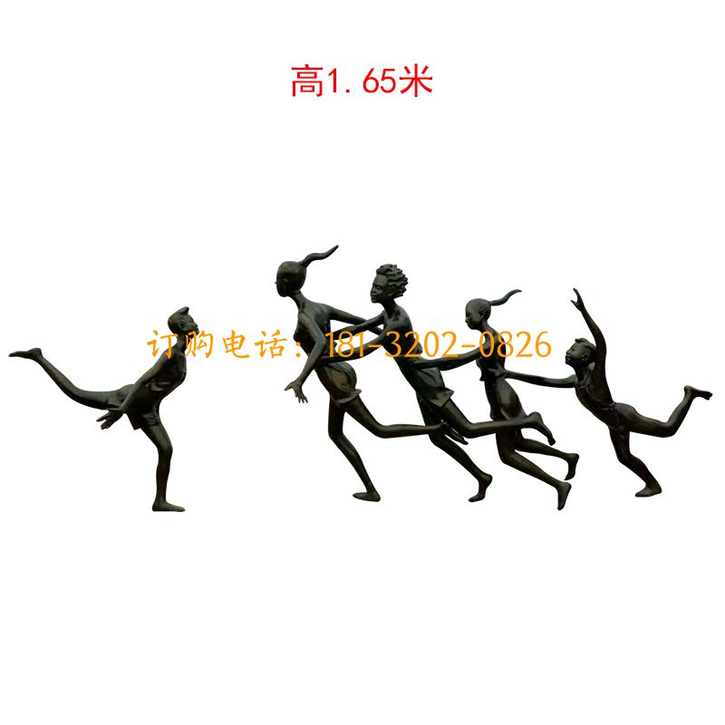 玻璃钢仿铜儿童雕塑-老鹰捉小鸡人物