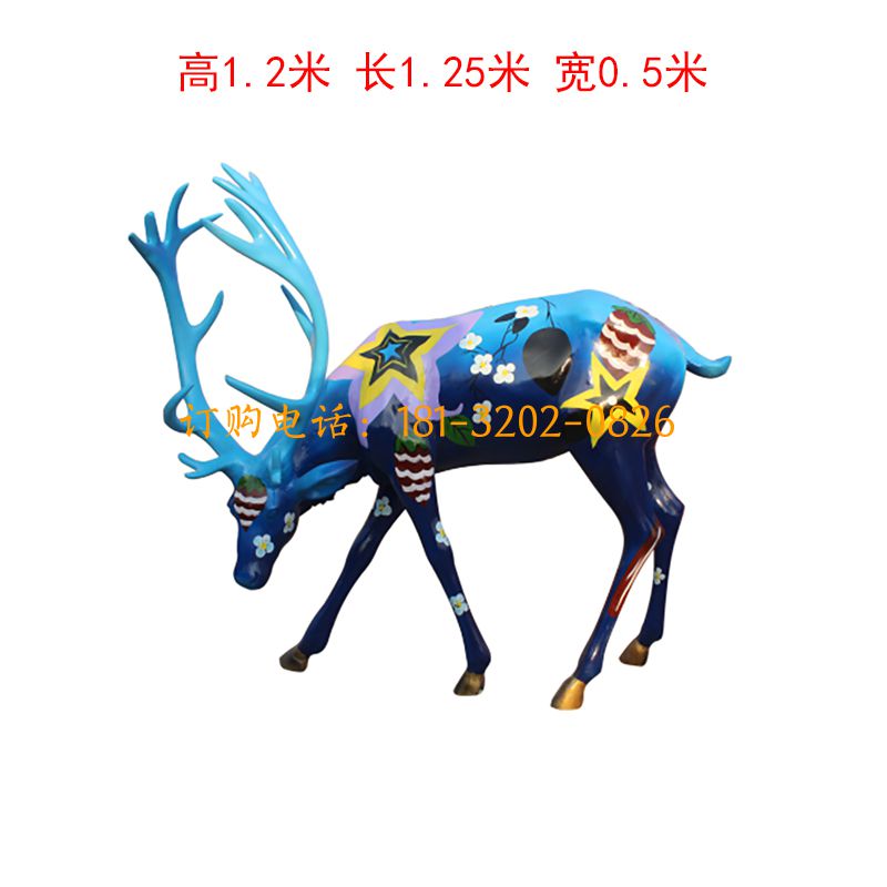 玻璃钢彩绘鹿雕塑