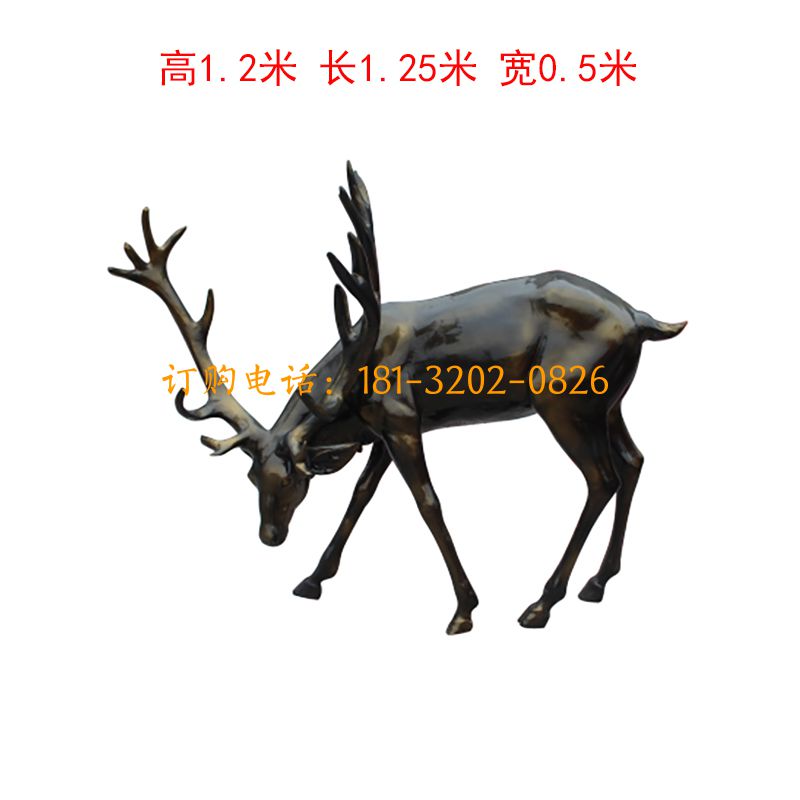 玻璃钢黑色仿铜鹿雕塑
