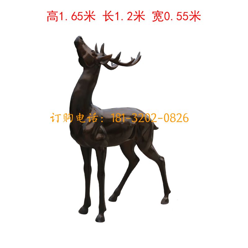 玻璃钢黑色仿铜鹿雕塑