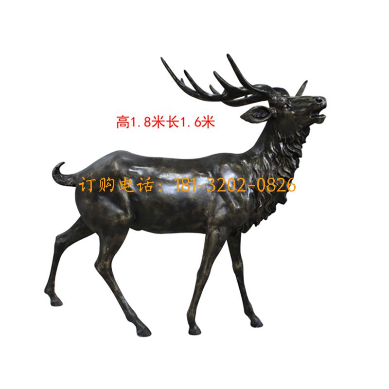 玻璃钢黑色仿铜鹿雕塑