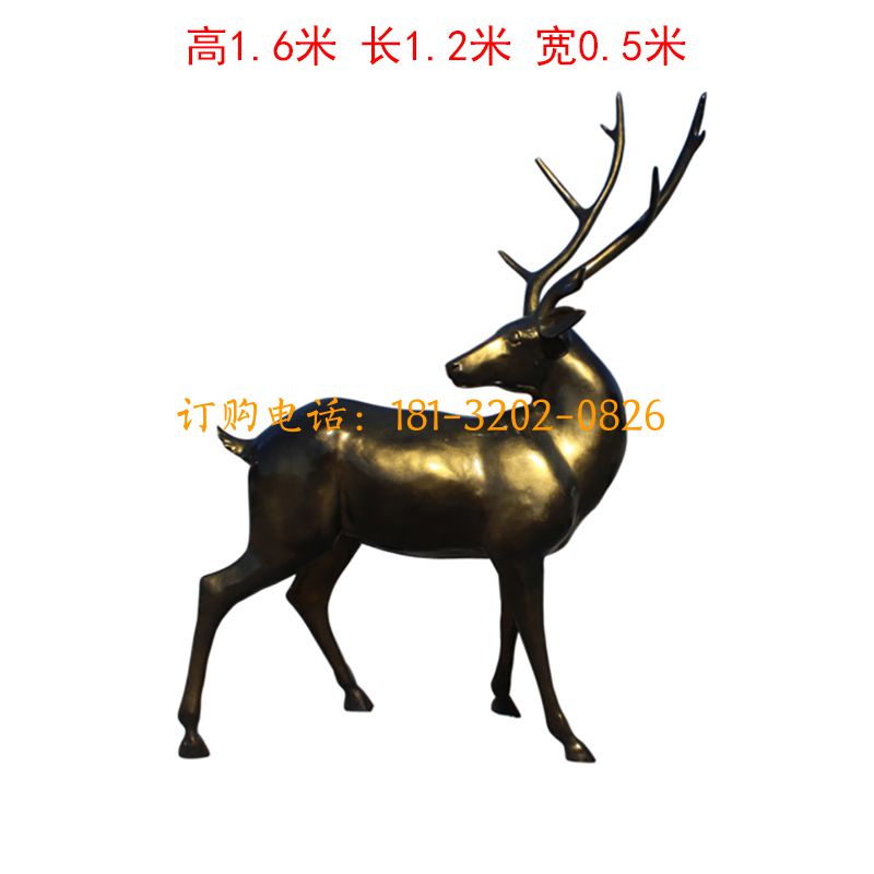 玻璃钢黑色仿铜鹿雕塑