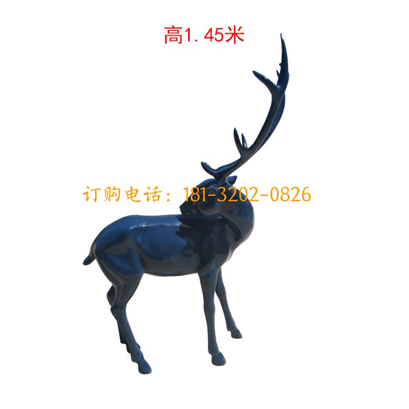 玻璃钢黑色仿铜鹿雕塑