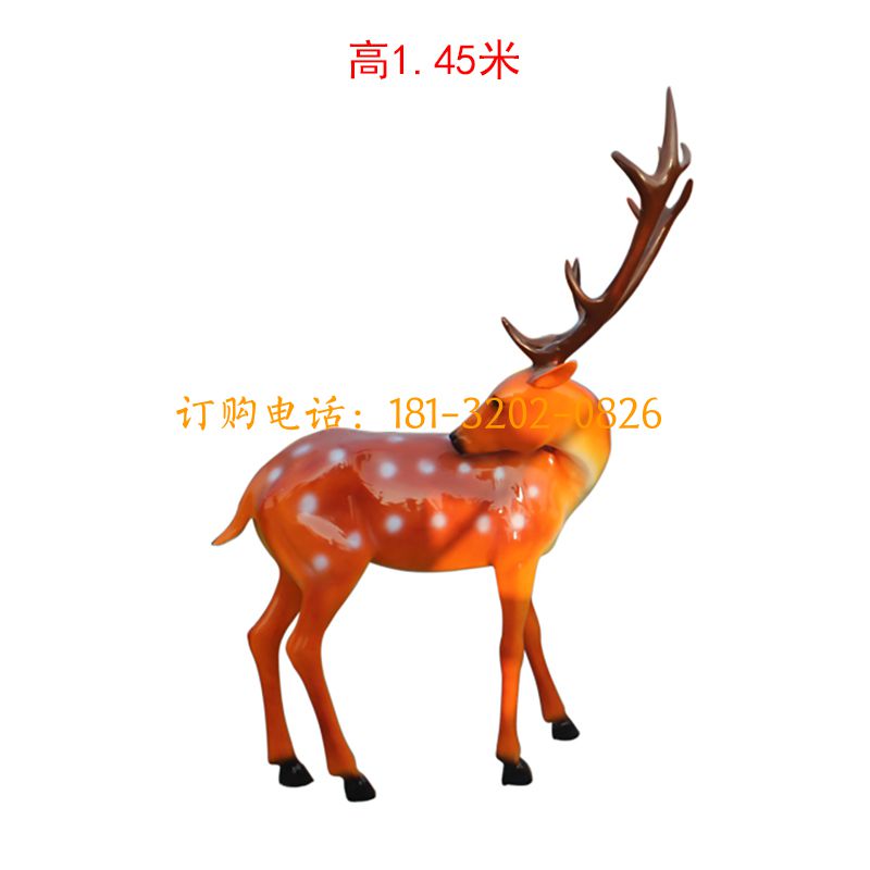玻璃钢仿真长角梅花鹿雕塑