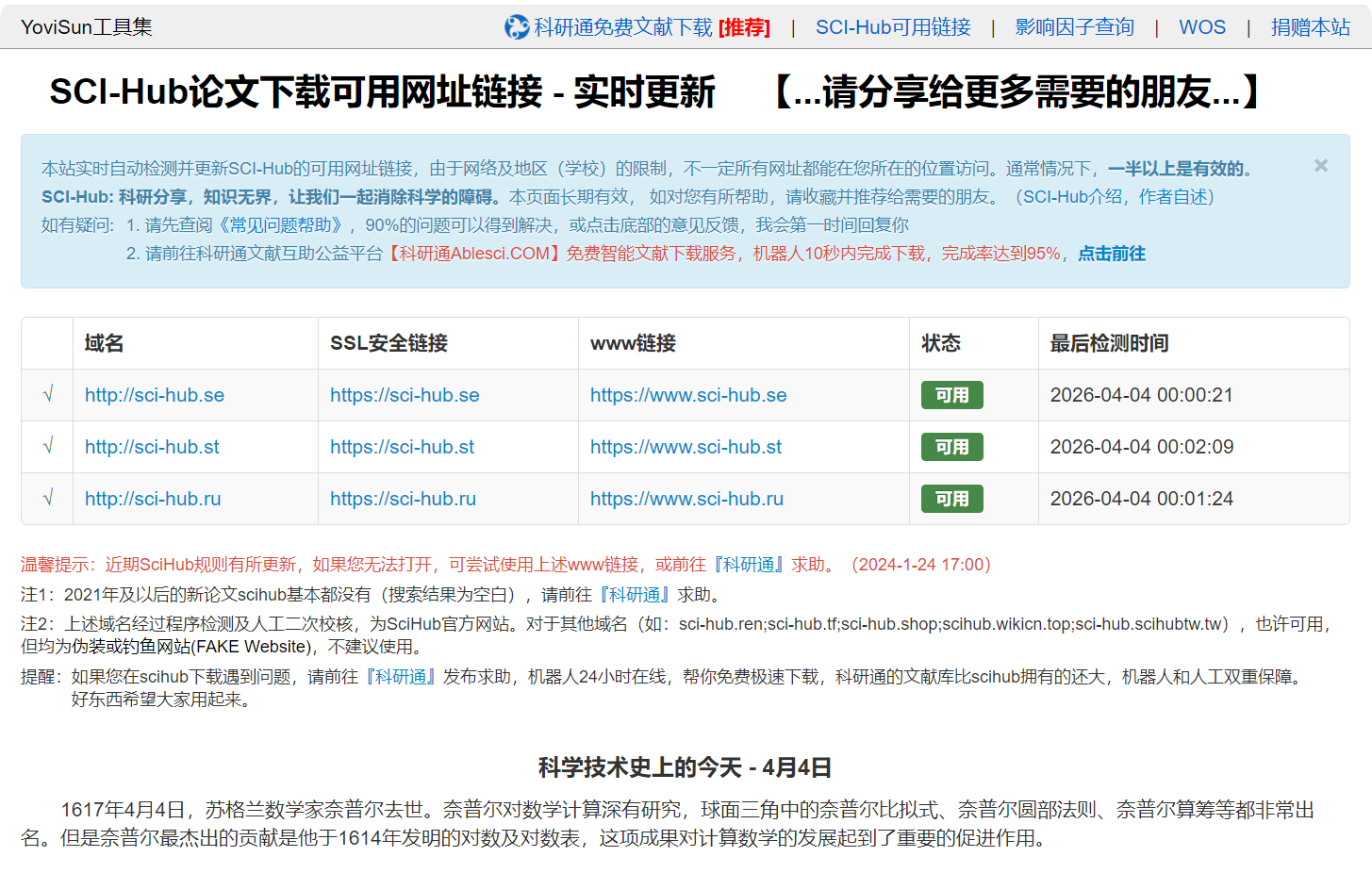 Sci-Hub | 实时更新