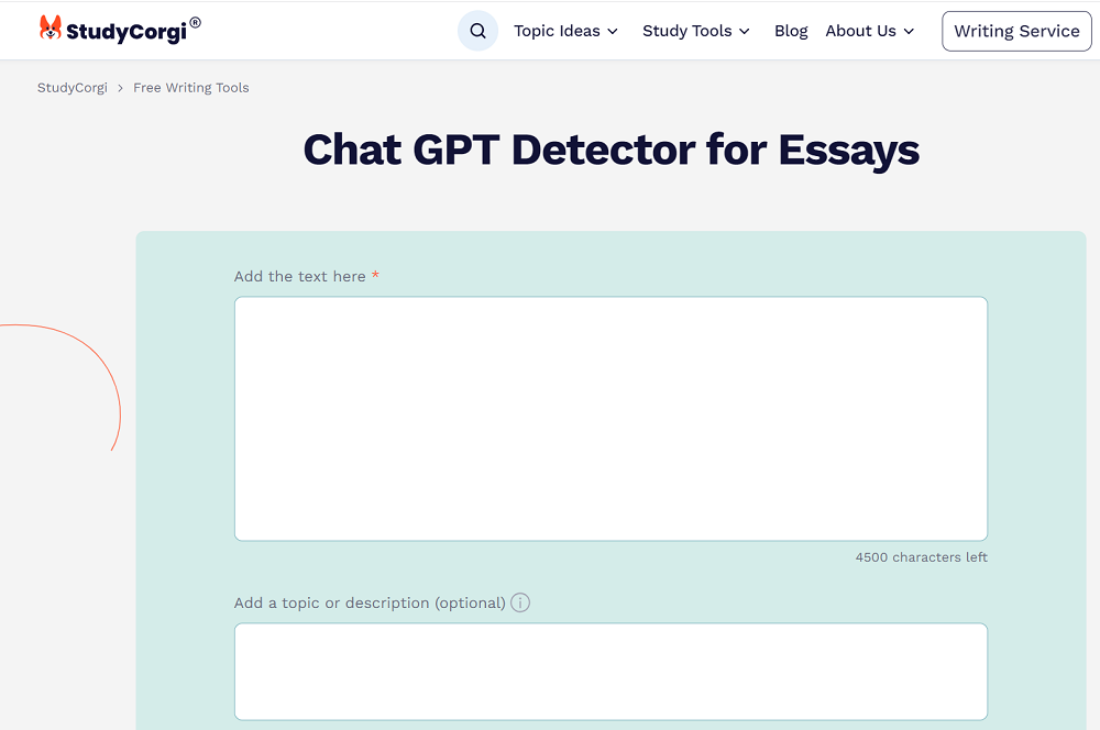 StudyCorgi ChatGPT Detector
